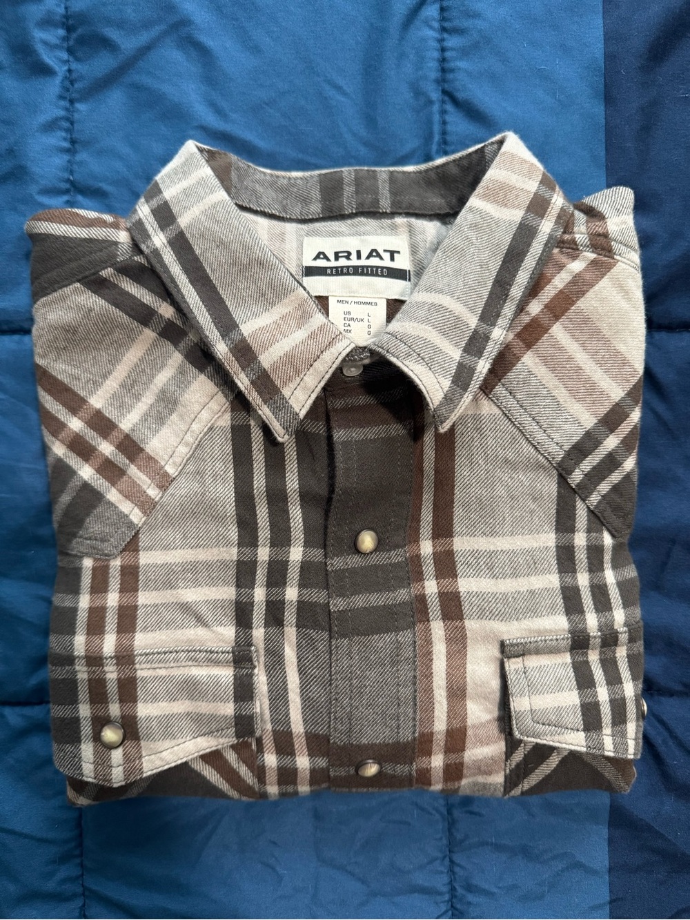 Ariat Men's Plaid Button-Down Shirt in Brown and Gray